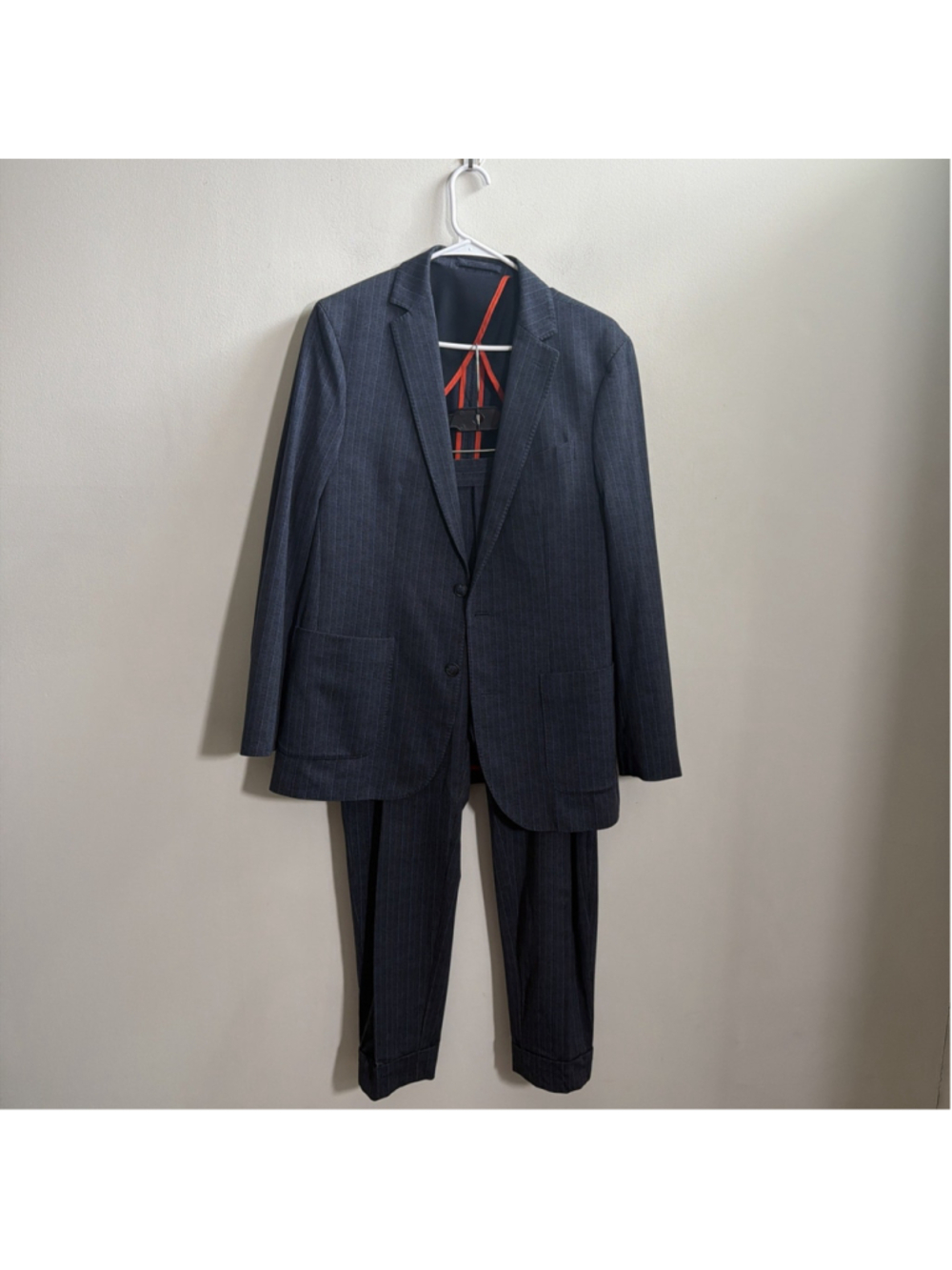 MEN’S PSYCHO BUNNY CONTEMPORARY SUIT NAVY BLUE SIZE 40 L PANTS 36 WAIST